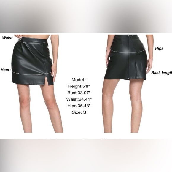 Black vegan leather mini skirt - Picture 3 of 4